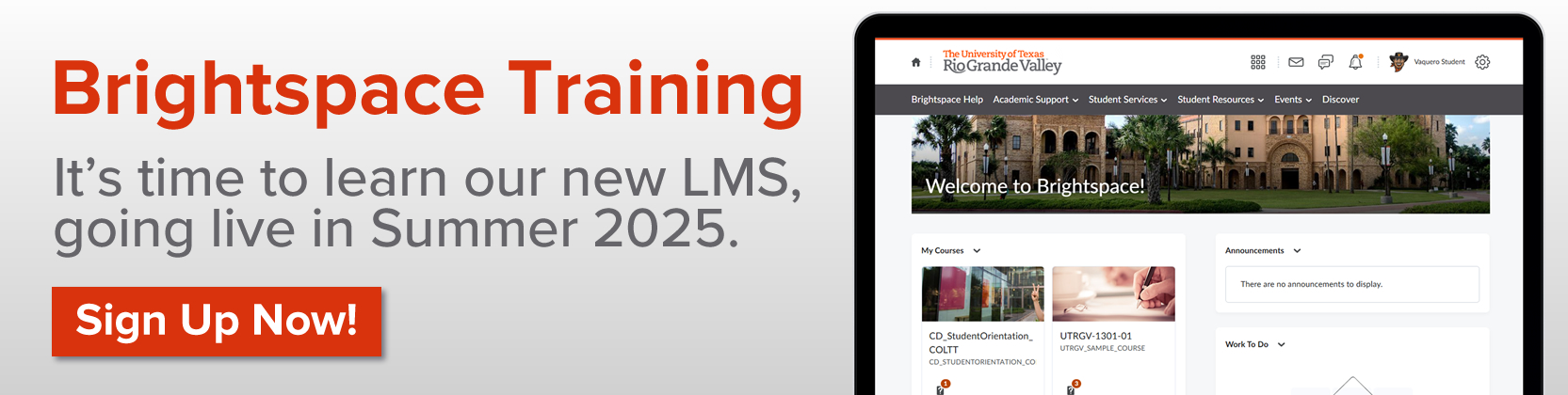 Brightspace Training Sessions Page Banner 